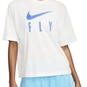 Nike Women's Dri-FIT Swoosh Fly Graphic T-Shirt White Size XL